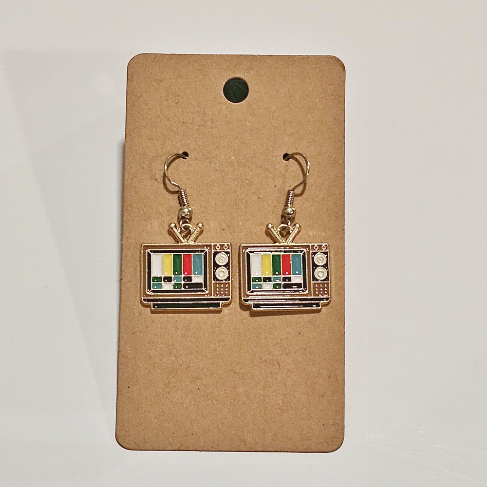 Retro TV Gold Earrings